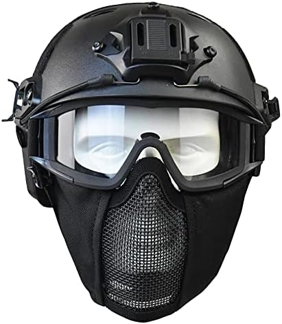 Tactical Fast Helmet with Ear Protection Foldable Half Face Airsoft Mesh  Mask and Tactical Goggles for Airsoft Paintball Hunting Shooting Outdoor ...