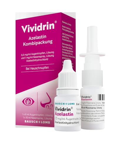 Vividrin Azelastin Augentropfen & Nasenspray Allergie Kombipackung - Schnell wirksam gegen Pollenallergie - Effektiver Schutz bei Heuschnupfen - für Erwachsene & Kinder ab 6 Jahren