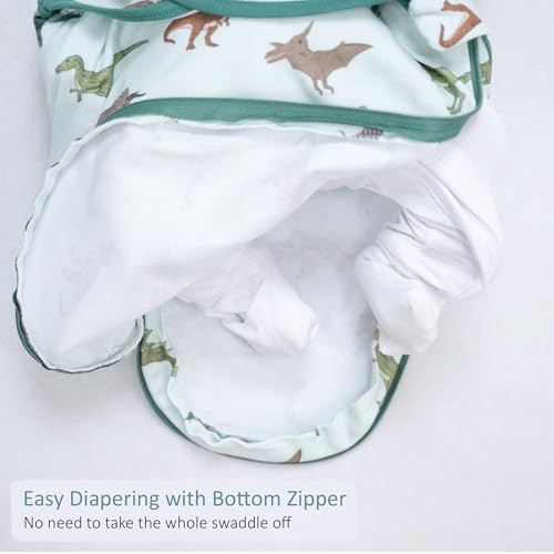 Image of LollyBanks Baby Swaddle, 100% Cotton Swaddle Sack for 3-6 Months Boys with Easy Change Zipper, Soft and Breathable Baby Wrap, Gentle Infant Sleep Sack, Newborn Essentials Must Haves (Dinosaur Print)