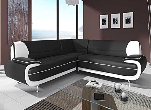 Deco In Paris Canapé d'angle Noir et Blanc Marita XL, 216x87x89x216