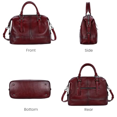 Image of HESHE Leather Tote Bag Shoulder Purses for Women Satchel Crossbody Handbags | Genuine leather Designer Top Handle Work Travel Bags Large Capcity Crossbody Ladies