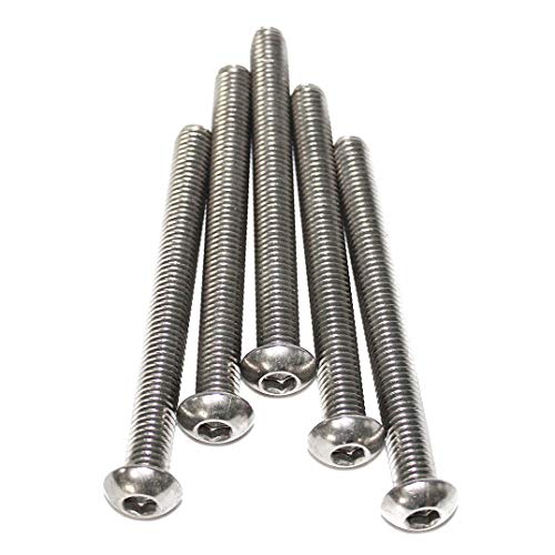 Pack of 5 M8 x 80 Screw Semi-Round Head with Inner Hexagonal Round and Pin ISO 7380-1 Similar Stainless Steel A2-070 Blank Metal Screws - Image 3