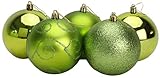 Hay 5 adornos de color verde lima en total, que se clasifican en brillo, mate, remolino y brillo. Tienen un top dorado para el hilo, hilo no incluido.