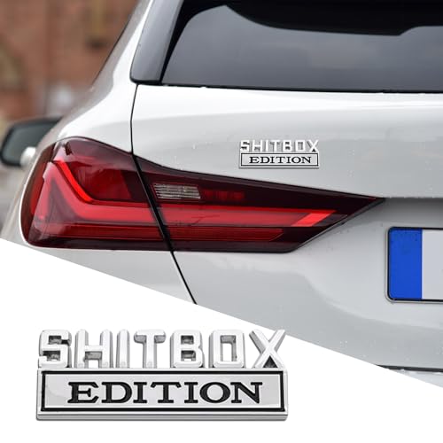 Image of Shit Box Edition Emblem, Car Exterior Emblems Badge 3D Sticker Decal, Shit Box Edition Emblem 3D Letter Sticker, 3D Fender Badge Decal Car Truck Replacement for All Cars