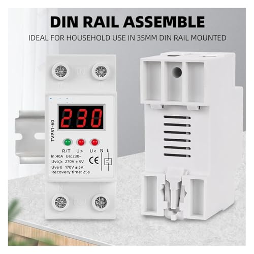 Protector de voltaje ajustable de carril DIN 63A 230V con relé de sobretensión 4