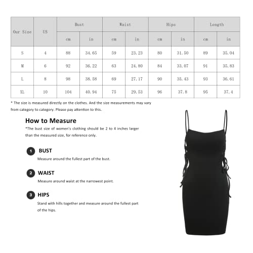 Zaful Women's Side Adjustable Straps Dress Scoop Neck Ruched Party Clubwear Bodycon Mini Dress Lace Up Wedding Guest Mini Dresses (Black M) #TOP6