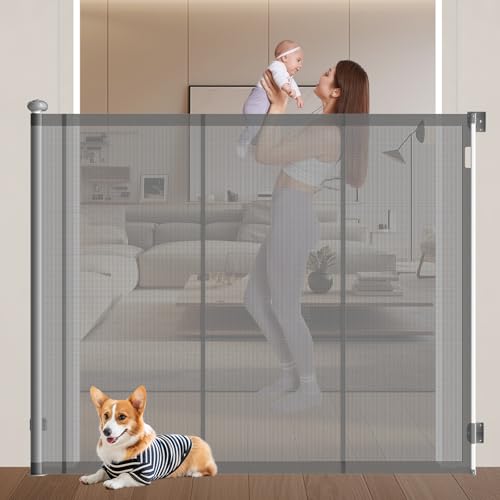 Xifamniy Cancello retrattile alto 144,8 cm, per animali domestici e sicurezza bambini (145 x 200 W)