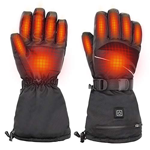 UooMoo Rechargeable Electric Heated Gloves for Men and Women, Waterproof Warm Gloves