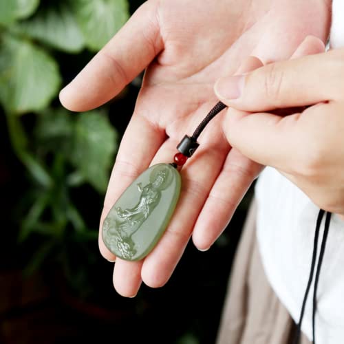 Quan Yin Buddha Necklace Green Jade Guan Yin Goddess Pendant Lucky Chain Amulet Feng Shui Jewelry Gift for Women Men3