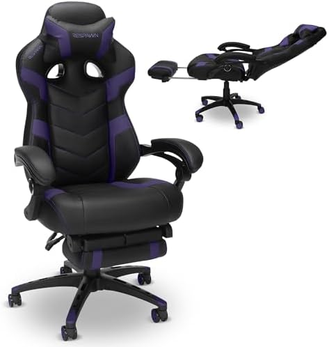 Respawn 110 Pro Ergonomic Gaming Chair with Footrest and Recline | Ergonomic office chair comfort with footrest, lumbar support & 155° recline for work, gaming and relaxing.