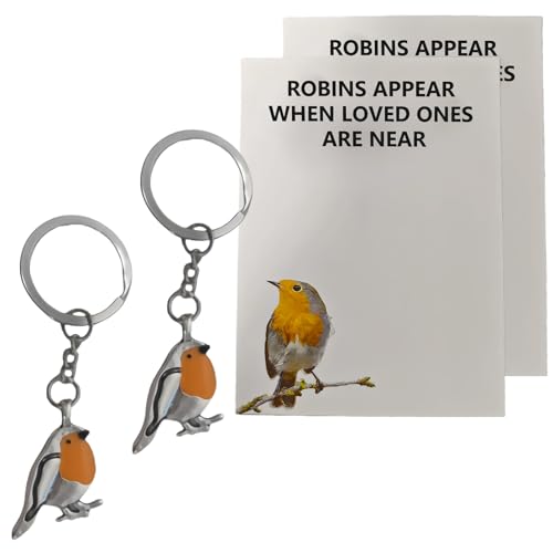xwnyzw 2 PCS Robin Keyring Set with Condolences Cardâ€˜R
