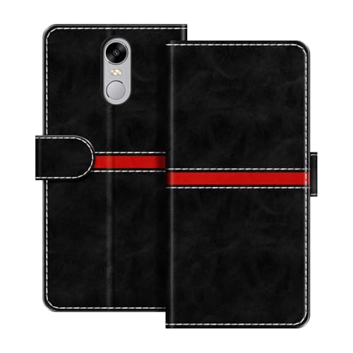 ESACMOT Étui Portefeuille Cuir Compatible avec Bluboo Maya Max Design Rayures Horizontales Coque Flip Protectrice Fente Carte Fermeture Magnétique (Noir)