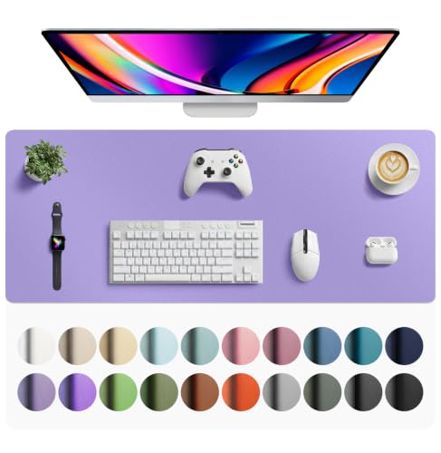 Image of Aothia Faux Leather Desk Mat Mouse Pad, 42 inch x 17 inch, Light Purple