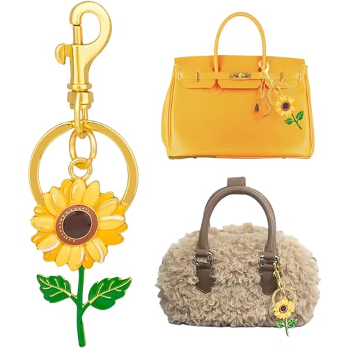 FrostyFlair Sonnenblume Keychain, Llavero para Bolso de Mujer, Llavero para Coche, Charms para Bolso, Regalos para Madres en cumpleaños