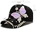 Elegant Butterfly Women's Baseball Caps Sun Hat Fashion Girls' Summer Casual Sports Outdoor Travel Beach Hat with Pearls(Black)