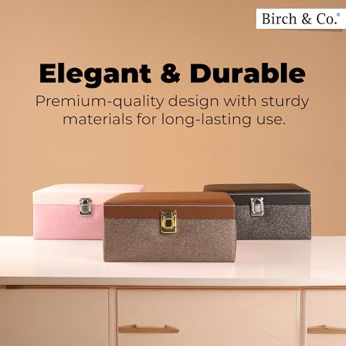 Image of Birch & Co. Bangle Organizer - Bangles Box for Women - Chudi Box for Bridal - Bangle Storage Box for Bride, Durable & Elegant Bangle Holder, Small, Gold,Engineered Wood