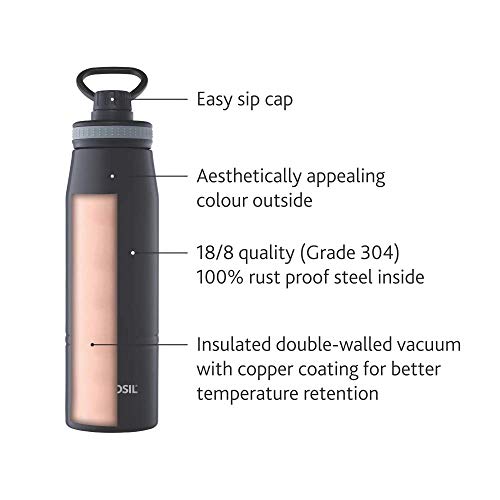 Image of Borosil - Stainless Steel Hydra Trek - Vacuum Insulated Flask Water Bottle, 850 ML, Green & - Stainless Steel Hydra Gosports - Vacuum Insulated Flask Water Bottle, 600 ML, Black