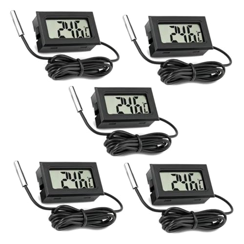 5PCS Numérique LCD Réfrigérateur de réservoir de poisson Thermomètre Température de l'eau Thermome Waterproof Sonde