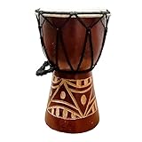 Djembe Drum Carved Bongo African inspired music also a unique gifting idea. Carver Abstract Elephant Giraffe Turtle. (6 Inch, Abstract)