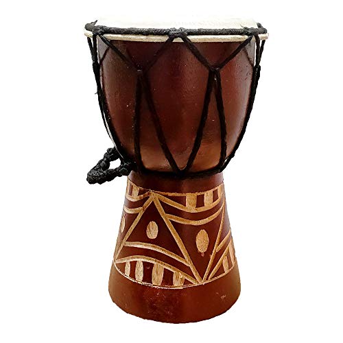 Djembe Drum Carved Bongo African inspired music also a unique gifting idea. Carver Abstract Elephant Giraffe Turtle. (6 Inch, Abstract)