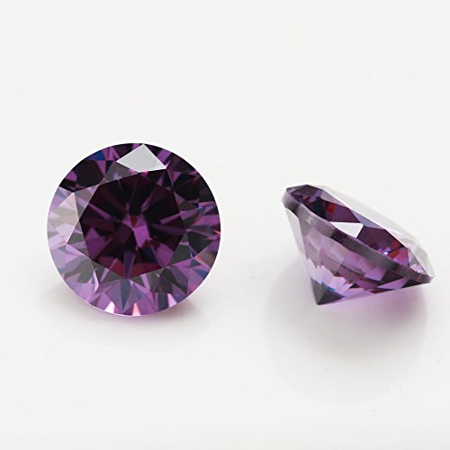 100PCS Size 4.0mm 5A Round Machine Cut Amethyst Color Cubic Zirconia Stone Loose CZ Stones (4.0mm 100pcs)