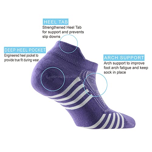 Women's Rayon Made From BAMBOO Thin Ankle Socks 6 Pairs Striped Breathable Absorbent Low Cut Athletic 7-10 Size2