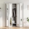 COSHOMER Bifold Doors for 60" x 80" Opening, 1-lite Mirror Closet Folding Doors with Hardware kit Included, Easy Assembly, White