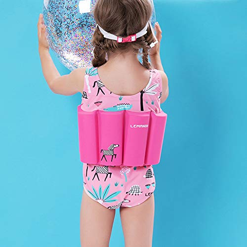 Image of One-Piece Children Buoyancy Swimsuit Swim Vest Detachable Float Swimwear, Perfect for Kids or Baby Learn to Swimming (Zebra Pattern, S)