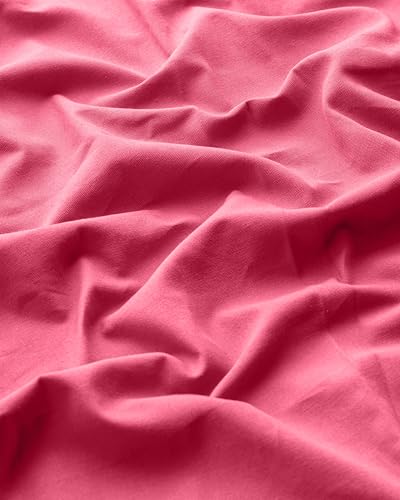 Image of THE LINEN COMPANY Cotton Curtains 5 Feet for Window, Solid Duck Canvas Window Curtains for Bedroom & Kitchen, 5ft Set of 2, Pink