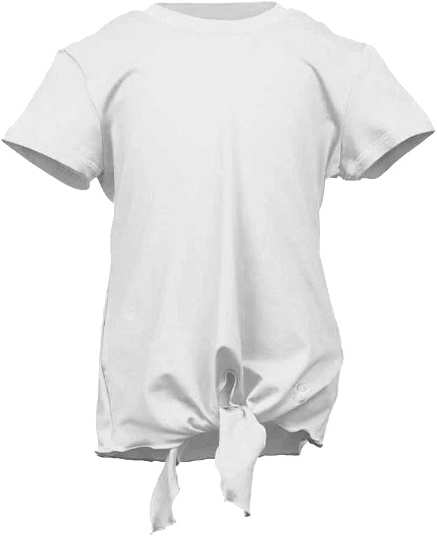 SOFIBELLA UV Colors White Girls Short Sleeve Tie Tennis Shirt