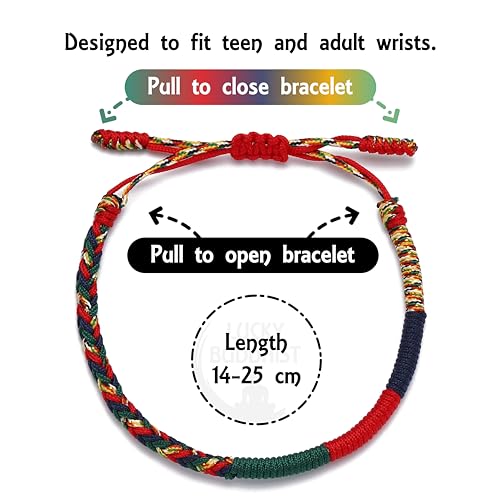 LUCKY BUDDHIST Handmade Bracelet + Buddhist Gift! Tibetan Good Luck String Armband. for Women, Men, Teens. Adjustable Size! Friendship Present. Handcrafted Rope Woven Chakra Wristband - Image 6