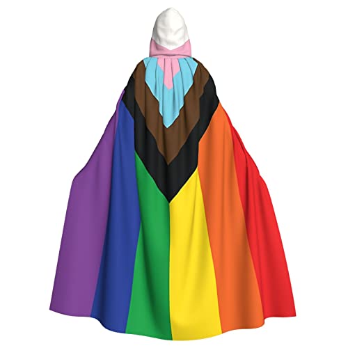 RFSHOP Capa con capucha del orgullo gay de la bandera del arco iris para Halloween, Navidad, disfraces de cosplay, unisex, talla única, poliéster