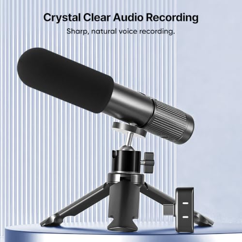 Image of pTron KWM4 3in1 Wireless AI-Noise Cancellation Microphone, 2.4GHz, 360 Sound Capture, 80m Range, 40hrs Battery, Reverb Mode, Type-C Receiver, Magnetic Clip-on Mic for Interviews & Vlogging (Obsidian)