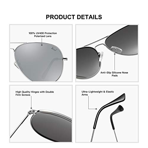 Image of Aviator Sunglasses for Men Women, Polarized Mirrored UV400 Lenses, Lightweight & Classic for Driving & Outdoors