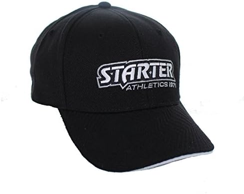 New! Starter Athletic Adjustable Back Hat Embroidered Curved Bill Cap - Black