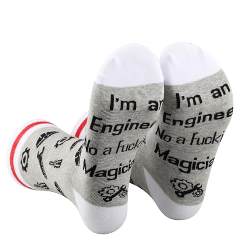 AATOP 2 Paar lustige Ingenieursocken, Ingenieursocken, Abschlussgeschenk, sarkastischer Ingenieur, Geschenk für Ingenieur, kein F*cking Magier, I'm an Engineer 2S, Einheitsgröße