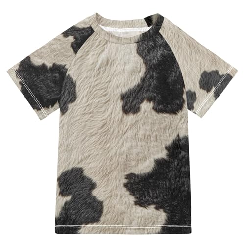 Matching Bathing Suits for Kids Short Sleeve Girls Swimsuit with Rashguard 3T Cow Skin Texture