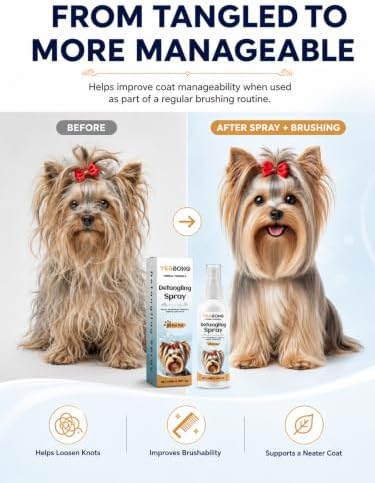 Pet Detangling Spray - Anti Mat Knot Prevention Spray for Dogs & Cats, Leaves Coat Soft, Smooth and Fluffy, Detangler Leave in Conditioner — view 2