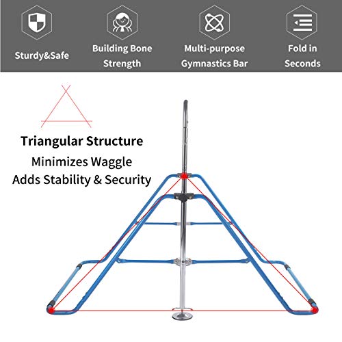 Gymnastics Bar for Kids, Folding Gymnastics Training Bar with Adjustable Height, Junior Expandable Horizontal Monkey Bar