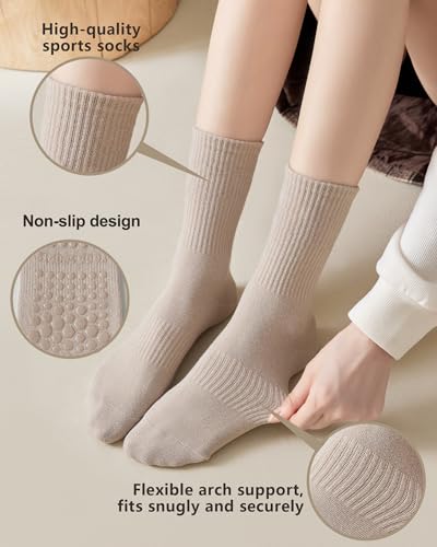 Image of 3 Pairs Pilates Socks with Grips for Women Non Slip Grip Socks for Yoga Barre Hospital Workout