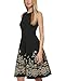Calvin Klein Women's Sleeveless Round Neck Embroidered Scuba Crepe A-line Knee Length Dress, Black/Gold, 16