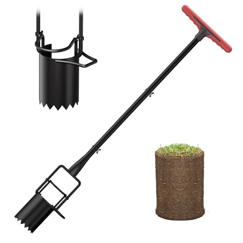 FLORA GUARD Bulb Planter Tool Long Handle, Serrated Base Gardening Bulb Transplanter with Soft Grip, Carbon Steel Seed Planting Tools for Digging Holes to Plant Tulips, Iris, Daffodils