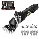 PAT JUUMG 1000W Sheep Shears Electric Farm Livestock Haircut with 2 Blades Professional Animal Clippers 6 Speed Heavy Duty Electric for Thick Horses Sheep Alpacas Goats(Black)