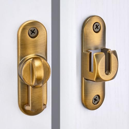 Image of INIRET 4 Packs Brass Barn Door Latches,90 /180 Degree Gate Lock,Flip Gate Latches Hardware,Zinc Alloy Right Angle Door Lock Latch,Door Security Sliding Door Latch Lock for Cabinets,Bathroom