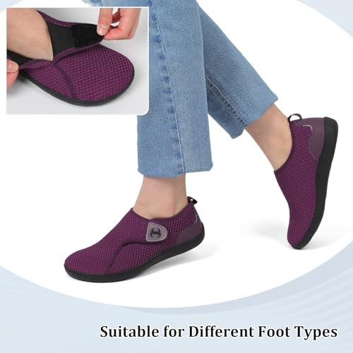 Image of Womens Walking Shoes Comfortable Wide Diabetic Shoes Adjustable Zero Drop Edema Shoe Breathable Neuropathy Nursing Shoes Casual Wide Width Sneakers
