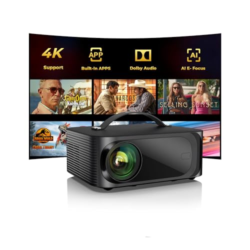 Image of Projector-4K with WiFi and Bluetooth:[2000 ANSI/AI Auto Focus/Built-in APPs]Outdoor-Projector Smart TV OS 2.0 & DoIby, Portable Proyector Compatible with Netflix/YouTube/PrimeVideo, ONOAYO ONO3Pro 2.0