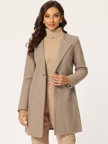 Allegra K Women's Winter Overcoat Lapel Collar Single Breasted Outerwear Long Pea Coat2