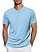 Produktbild TARAINYA Henley Shirt Herren Baumwolle T-Shirt Kurzarm Sommer Männer mit Knopfleiste Hellblau L