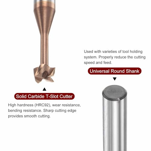 Image of HARFINGTON T Slot End Mill Milling Cutter 4mm Cutting 2mm Depth 4mm Shank Solid Carbide Titanium Coated 4 Flutes for Stainless Steel Alloy