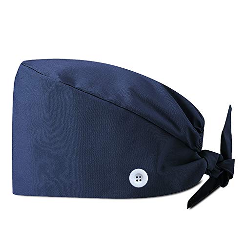 CHUANGLI 3Pcs Gourd-Shaped Working Caps with Upgrade Sweatband Adjustable Bouffant Hats Headwear - Women/Men (A02# Black Navy Blue)